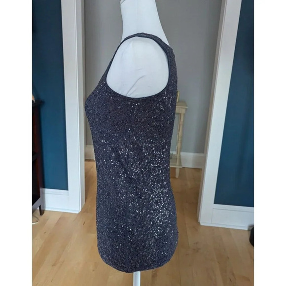 J Crew Sequin Scoop Neck Cotton Stretch Knit Top Size XS Aegean Blue - Picture 3 of 10